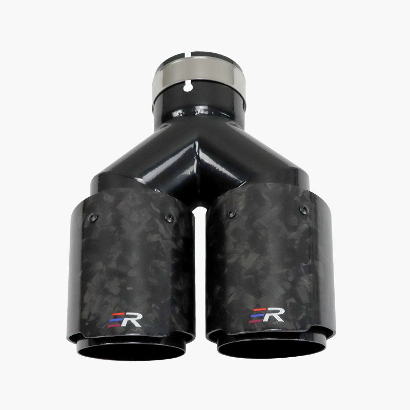 Universal Car accessories Exhaust Tips Upgrade Forged Carbon Fiber Double Exit Muffler pipe for nozzles Modify