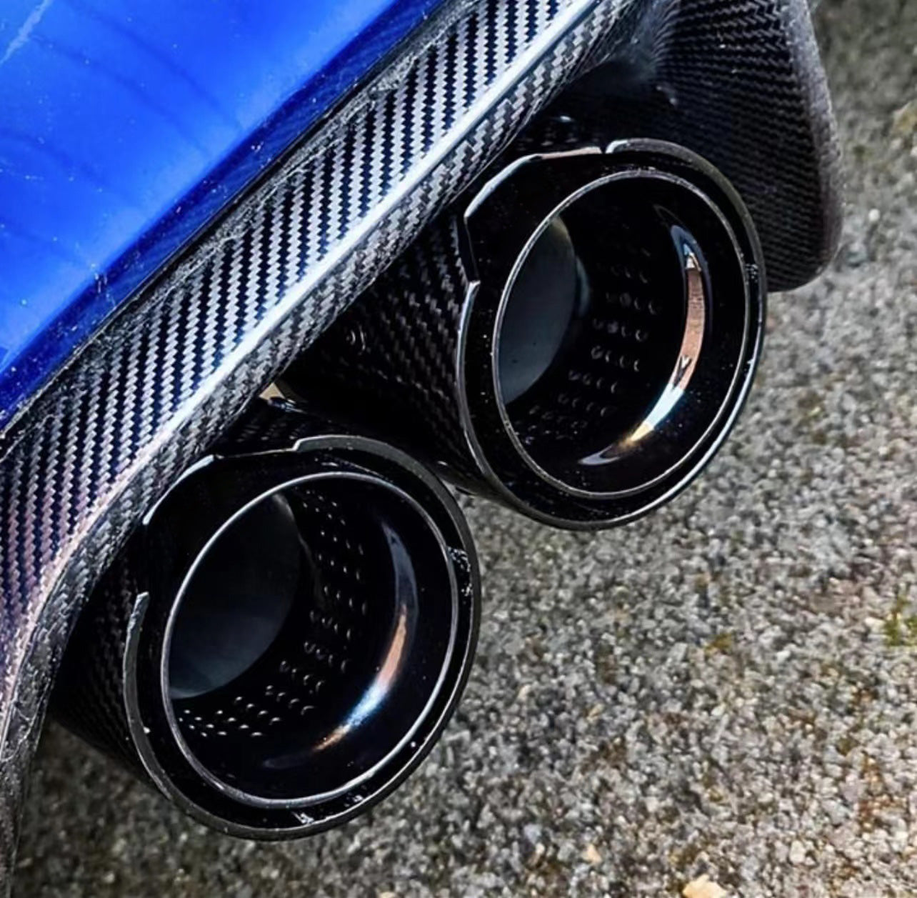 Double Outlet Universal Upgrade Stainless Steel Glossy Carbon Fiber Muffler nozzles performance for BMW