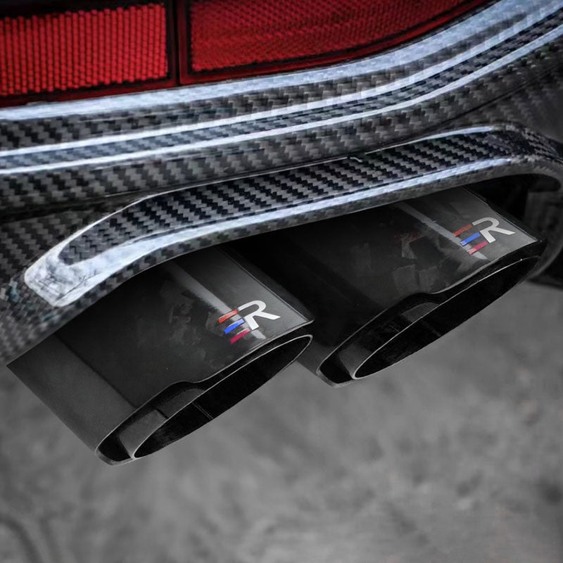 Universal Car accessories Exhaust Tips Upgrade Forged Carbon Fiber Double Exit Muffler pipe for nozzles Modify