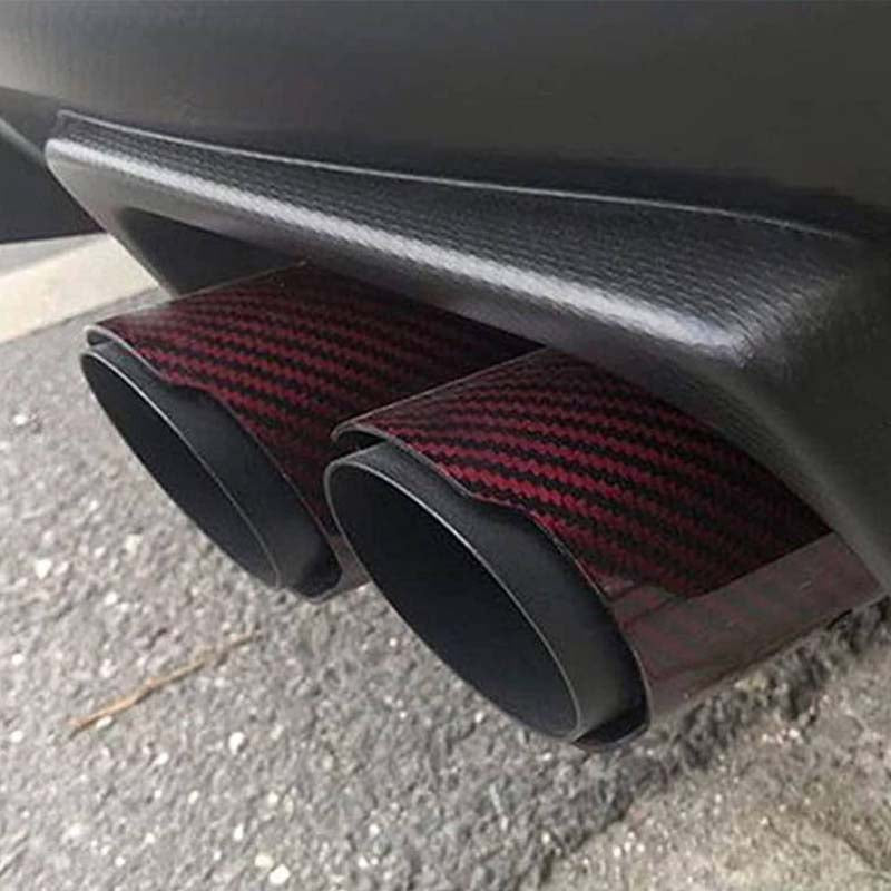 Red Carbon Double Outlet Exhaust tips Muffler nozzles for car Universal exhaust dual tips