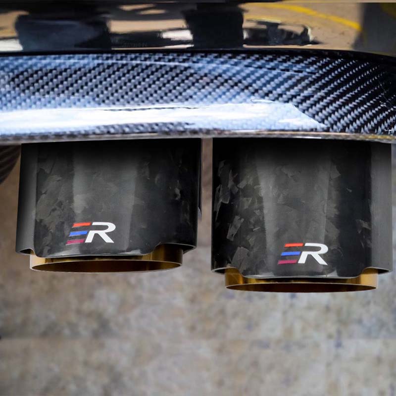 Forged Carbon Double Outlet Muffler nozzles Modify car Decoration gold exhaust dual tips