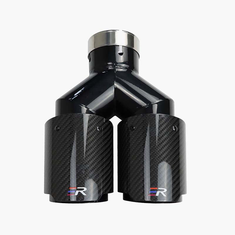 Universal Glossy Black Carbon Fiber Upgrade Double Outlet Auto Exhaust Tips Exhaust Racing dual tailpiep