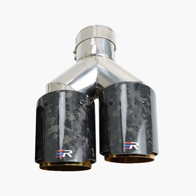 Forged Carbon Double Outlet Muffler nozzles Modify car Decoration gold exhaust dual tips