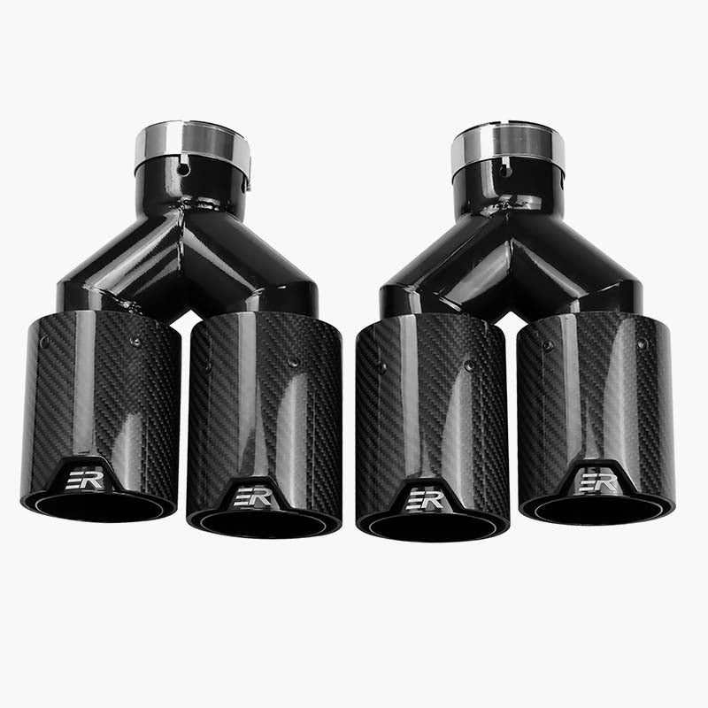 Double Outlet Universal Upgrade Stainless Steel Glossy Carbon Fiber Muffler nozzles performance for BMW